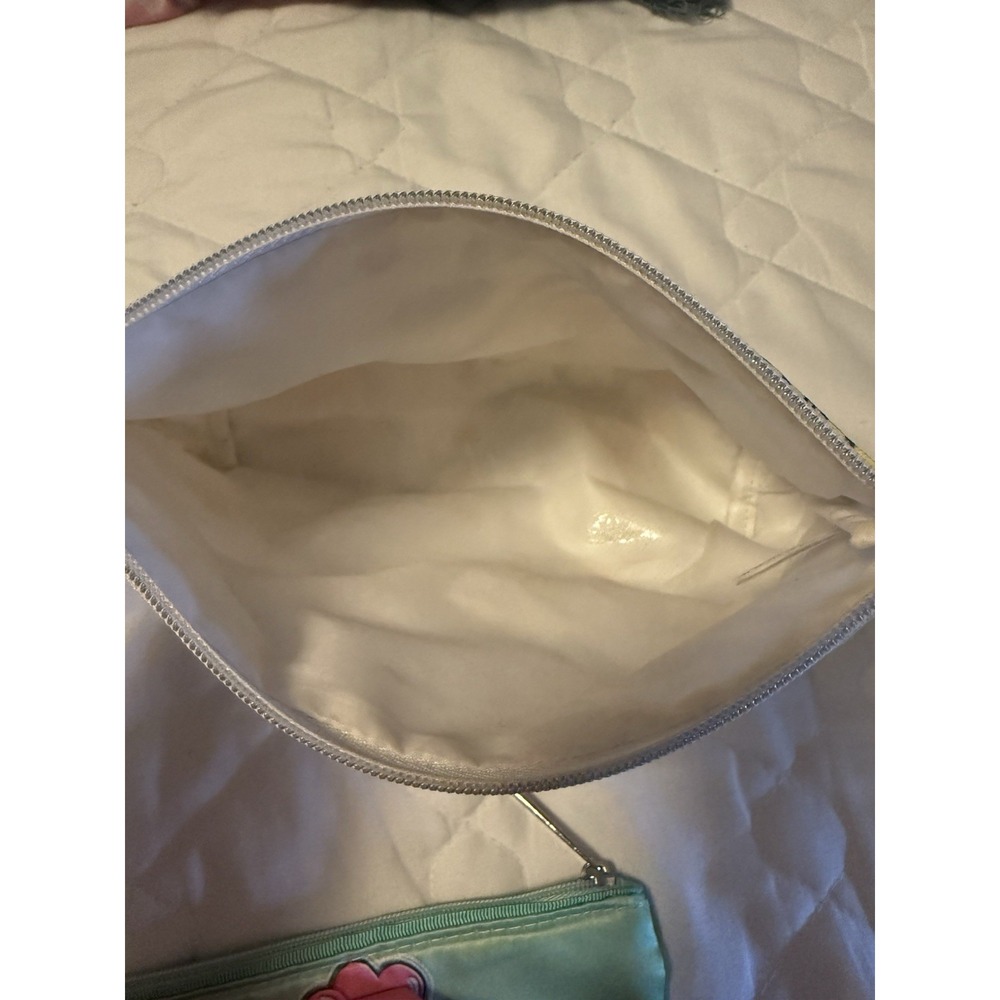 Set Of 3 Clinique Makeup Cosmetic Bags-Pink Mint Green & White Travel Pouches - Picture 5 of 5